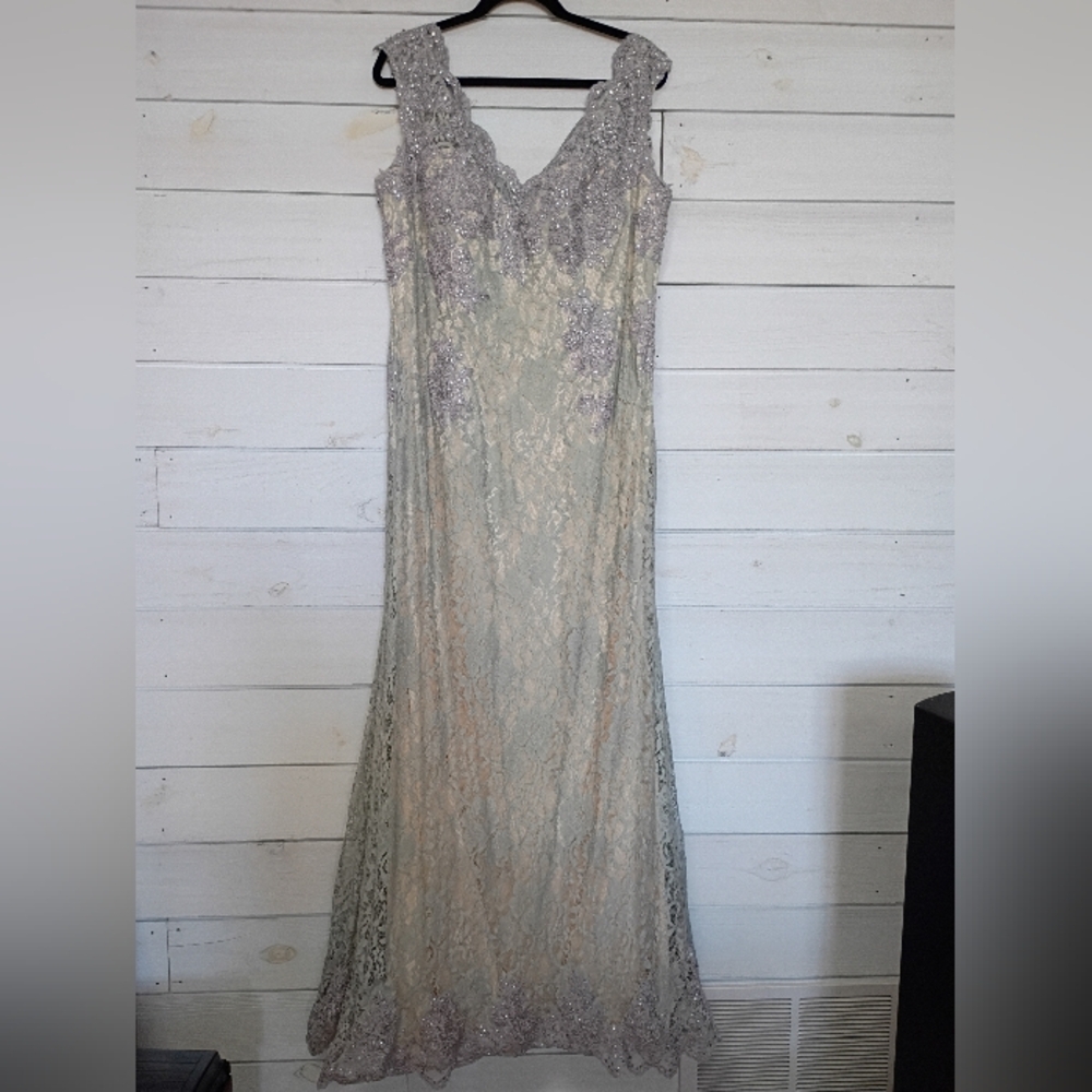 MGNY - Madeline Gardner New York Elegant Lace/Jeweled Evening Gown